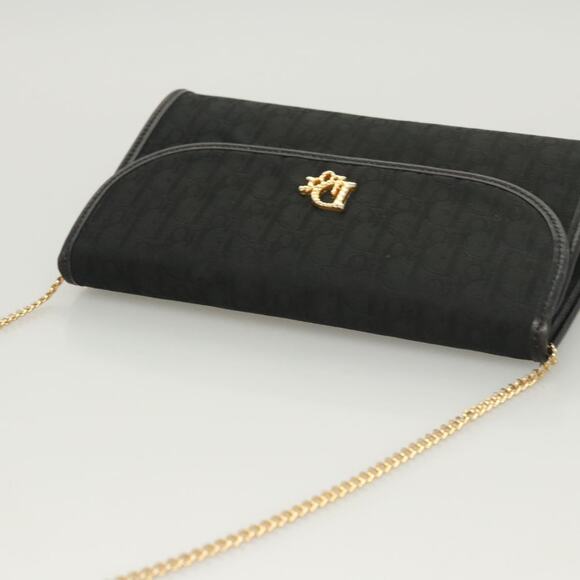 DIOR Trotter Canvas Chain Shoulder Bag Black Gold - Picture 6 of 12